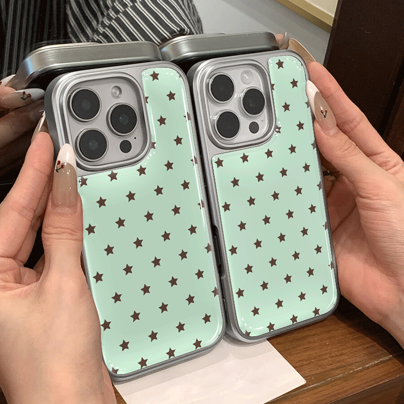 Computer Case - เคสโทรศัพท์ลายดาวสีน้ำตาลเขียวมิ้นท์ เหมาะสำหรับ iPhone 18 17 16