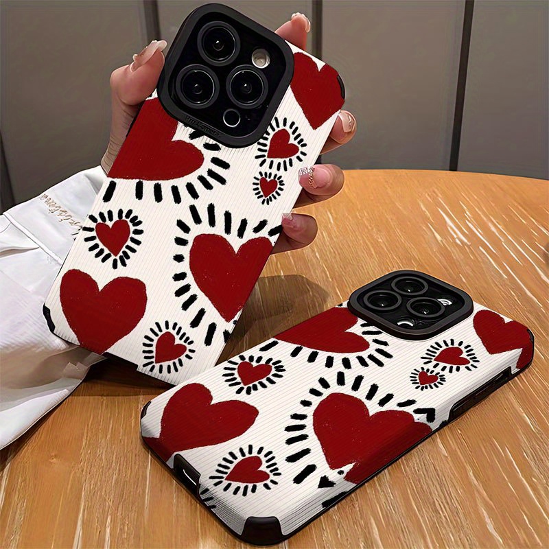 Computer Case - เคสโทรศัพท์ลายตกแต่งสีแดงและสีดำ เหมาะสำหรับ iPhone 18 17 16