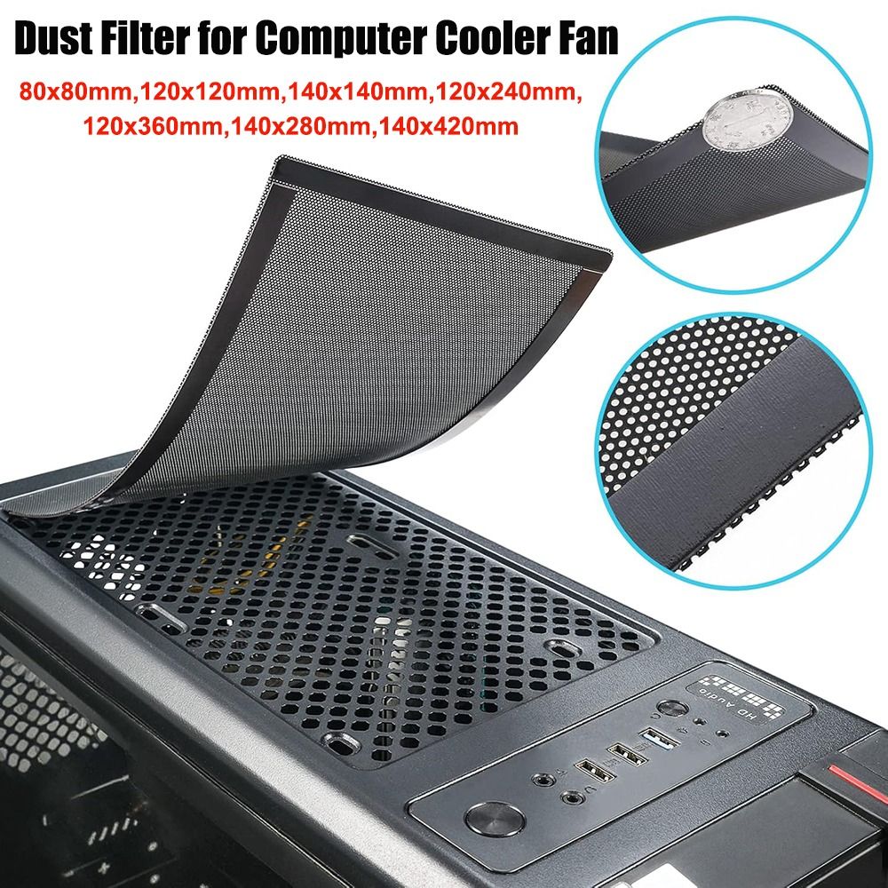 Dust Filter Pc - ฝาครอบกรองฝุ่นพีวีซีแบบแม่เหล็กสีดำ สำหรับพัดลมระบายความร้อนพีซีขนาด 120 มม./140 มม. ตาข่ายกรองฝุ่นสำหรับพัดลมคอมพิวเตอร์