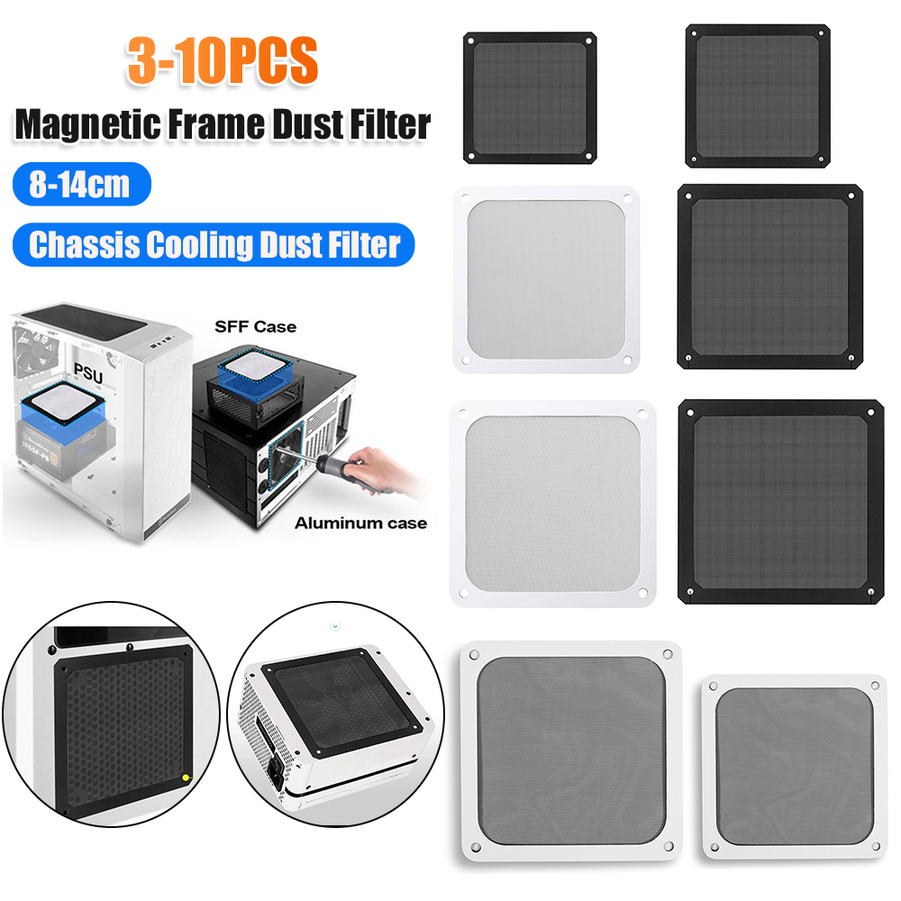 Dust Filter Pc - แผ่นกรองฝุ่นแม่เหล็กสำหรับพัดลมระบายความร้อนเคสคอมพิวเตอร์ขนาด 8-14 ซม. ป้องกันฝุ่นละออง