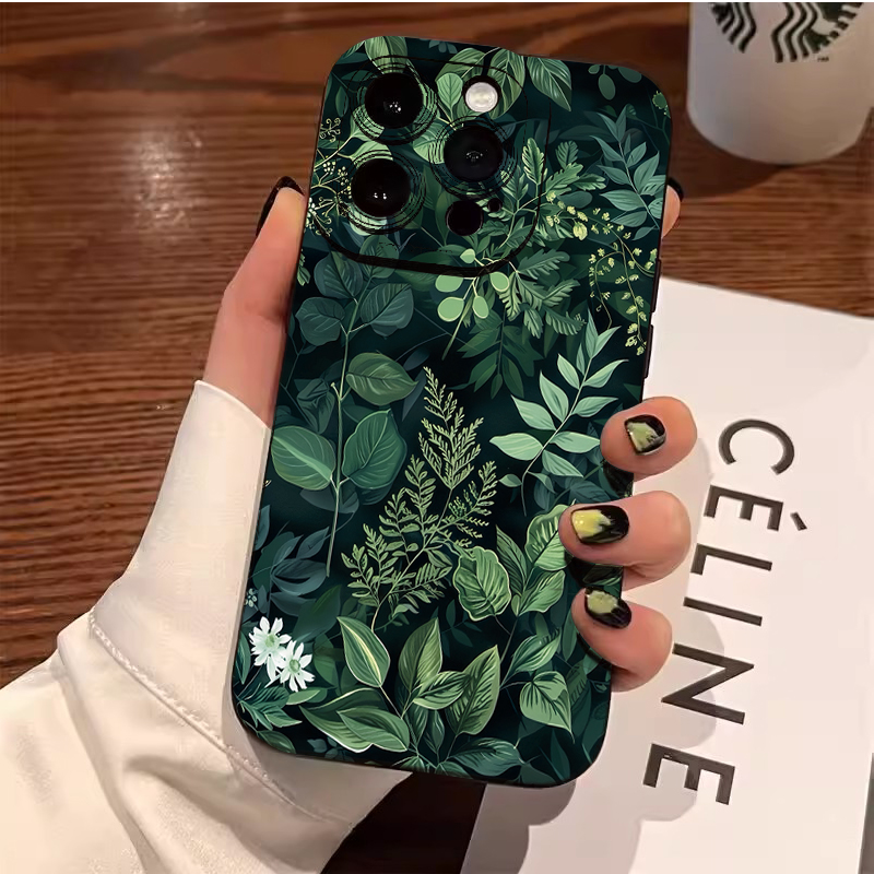 Computer Case - เคสโทรศัพท์ลายใบปาล์มและดอกไม้สำหรับ Samsung Galaxy S26 S25 Ultra