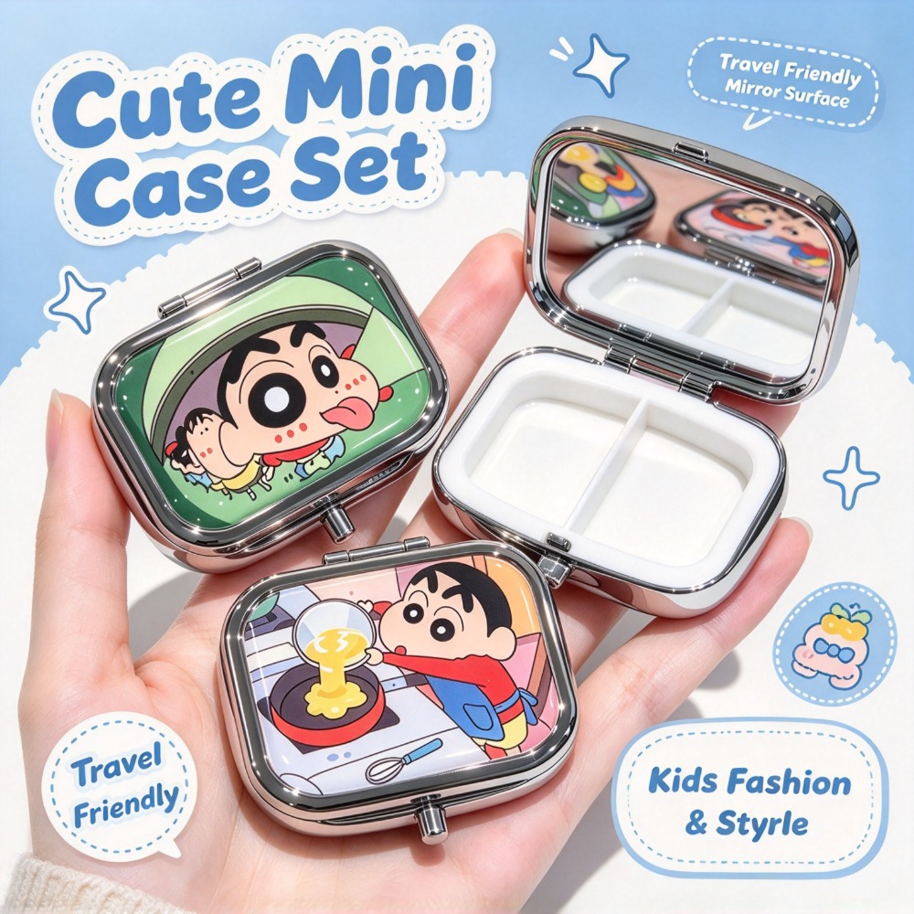 Case Fans - กล่องเหล็กขนาดเล็กแบบปิดผนึก ลายเครยอนชินจัง ป้องกันความชื้น สำหรับใส่ลูกอม ยาเม็ด หรือของใช้เดินทาง